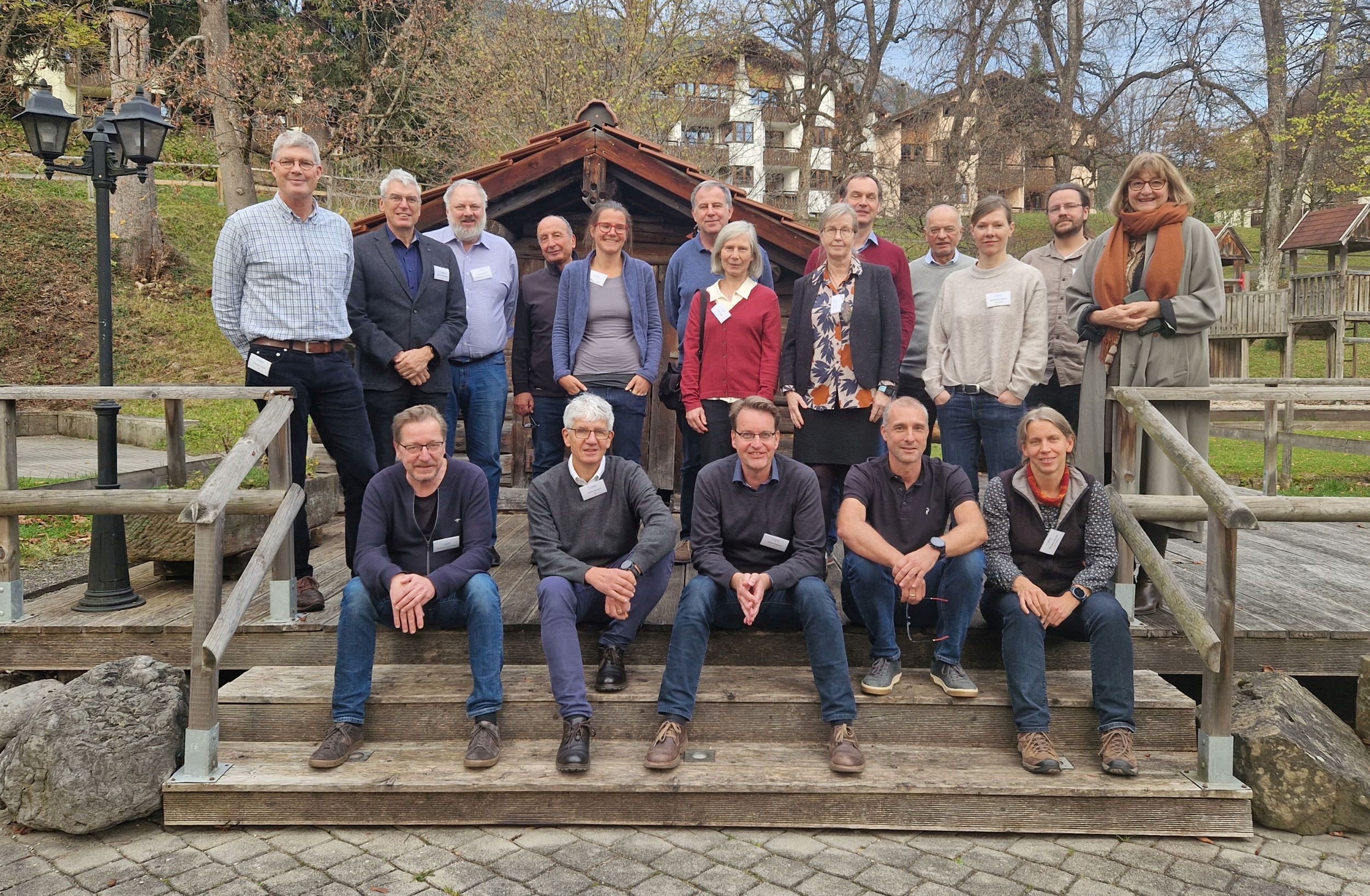 The Advisory Board and the Scientific Steering Committee during the TERENO Workshop in Garmisch Partenkirchen (2022); in the back from left: Thomas Pütz, Harry Vereecken, Hank Loescher, Dani Or, Nadine Rühr, Peter Dietrich, Ute Skiba, Jaana Bäck, Alexander Knohl, Karsten Høgh Jensen, Susanne Liebner, Martin Schrön, Christiane Schmullius; in front from left: Steffen Zacharias, HaPe Schmid, Heye Bogena, Ralf Kiese Theresa Blume